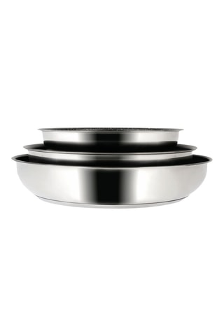 3 poêles en acier inoxydable et 1 manche amovible Sitramovible Arpege - 20/24/28 cm