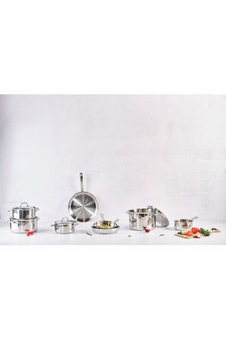 Batterie de cuisine en acier inoxydable - 7 pièces