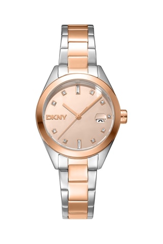 Montre à quartz en acier - Argenté et doré rose