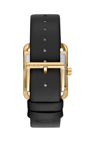 Montre à quartz en cuir - Noir et doré