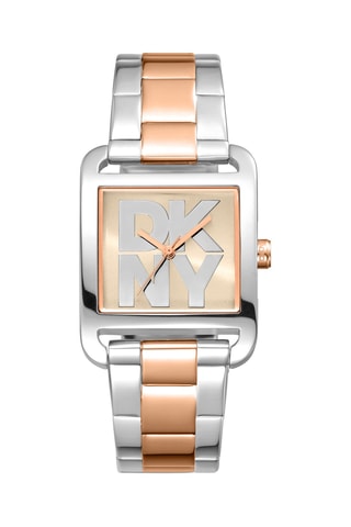 Montre à quartz en acier - Argenté et doré rose