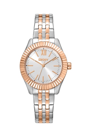Montre à quartz en acier - Argenté et doré rose