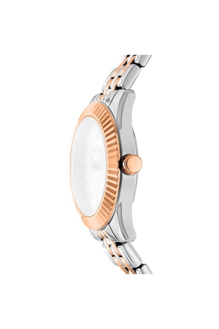 Montre à quartz en acier - Argenté et doré rose
