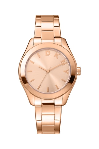 Montre à quartz en acier et doré à l'or rose