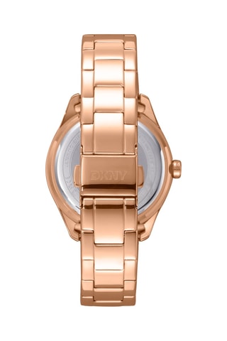 Montre à quartz en acier et doré à l'or rose