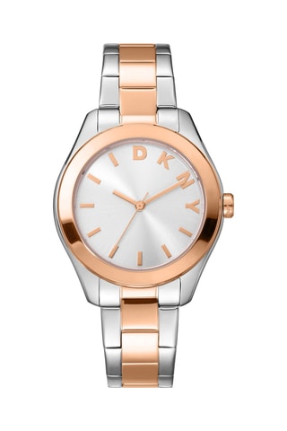 Montre à quartz en acier - Argenté et doré rose