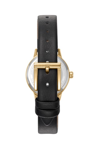 Montre à quartz en cuir - Noir et doré