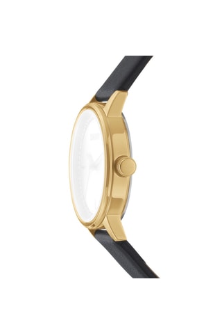 Montre à quartz en cuir - Noir et doré