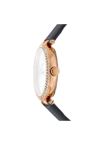 Montre à quartz en cuir - Noir et doré rose