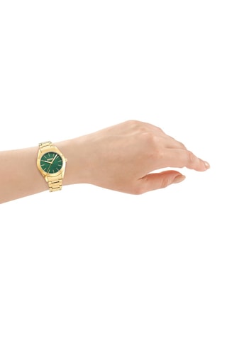Montre à quartz en acier - Doré et vert