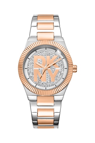 Montre à quartz en acier - Argenté et doré rose