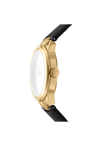 Montre à quartz en cuir - Noir et doré