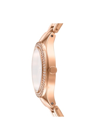 Montre à quartz en acier et doré à l'or rose