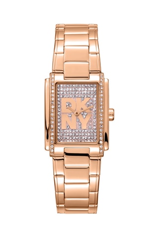 Montre à quartz en acier et doré à l'or rose