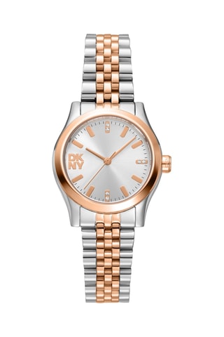Montre à quartz en acier - Argenté et doré rose