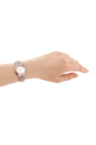Montre à quartz en acier - Argenté et doré rose