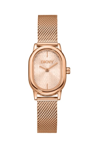 Montre à quartz en acier et doré à l'or rose
