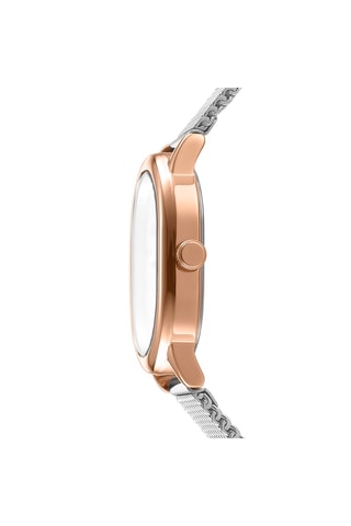 Montre à quartz en acier et doré à l'or rose