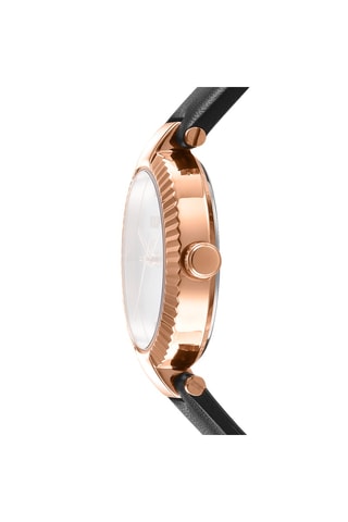 Montre à quartz en cuir et doré à l'or rose