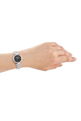 Montre à quartz en acier - Argenté et noir