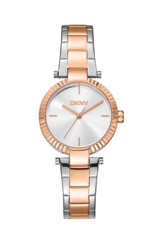 Montre à quartz en acier - Argenté et doré rose