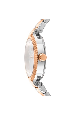 Montre à quartz en acier - Argenté et doré rose