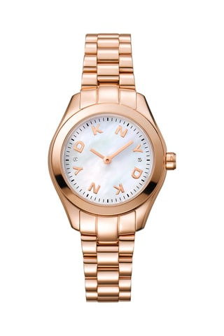 Montre à quartz en acier Logo - Doré rose et blanc