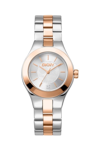Montre à quartz en acier - Argenté et doré rose