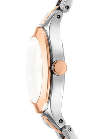 Montre à quartz en acier - Argenté et doré rose