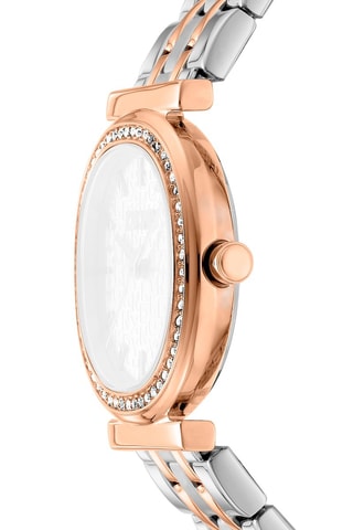 Montre à quartz en acier - Argenté et doré rose