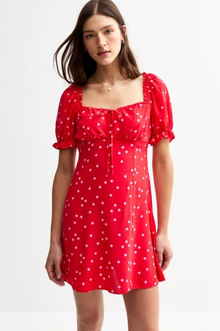 Jurk met Ruches - Rood