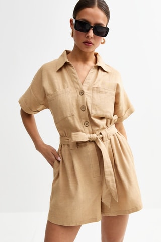 Tuta corta relaxed - Beige