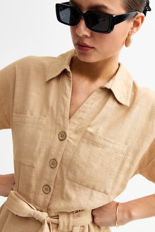 Tuta corta relaxed - Beige