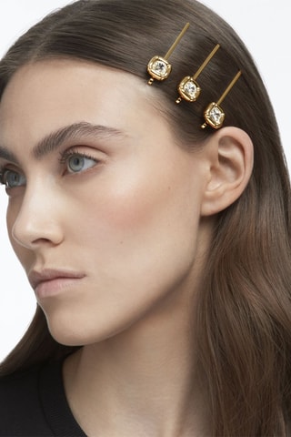 3 pinzas para el pelo con cristales Swarovski Dulcis - Chapado en oro amarillo