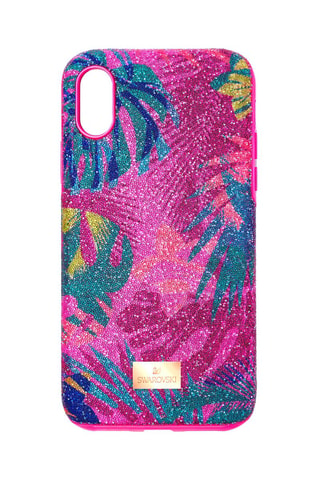 Carcasa iPhone XS Max con cristales Swarovski Tropical - 
Rosa y verde