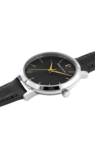 Reloj de cuarzo de piel - Negro y plateado