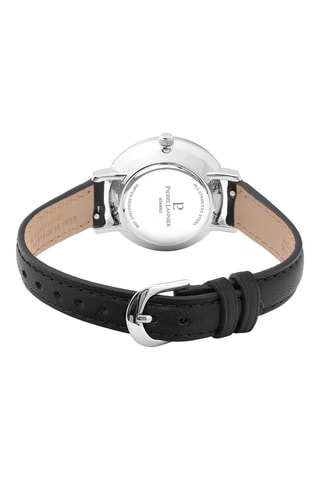 Reloj de cuarzo de piel - Negro y plateado