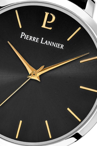 Reloj de cuarzo de piel - Negro y plateado