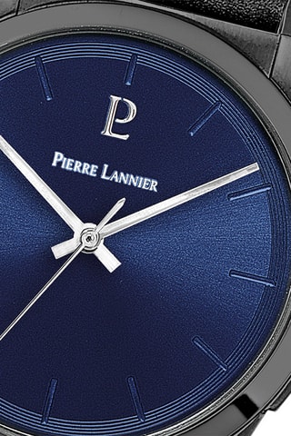 Reloj de cuarzo de piel Candide - Negro y azul marino