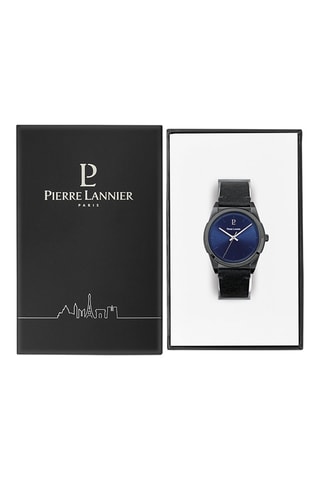 Reloj de cuarzo de piel Candide - Negro y azul marino