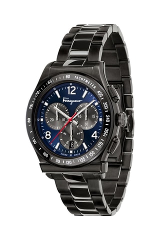 Reloj de cuarzo de acero - Cronógrafo - Gris y azul marino