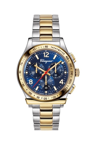 Reloj de cuarzo de acero - Cronógrafo y taquímetro - Plateado y dorado