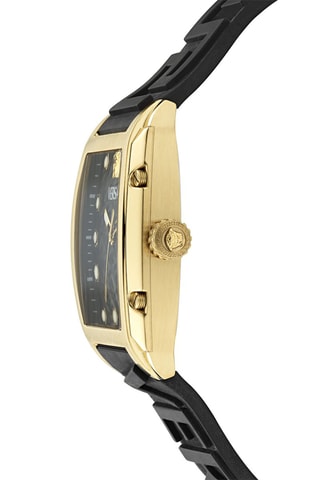 Reloj de cuarzo de caucho - Negro y dorado