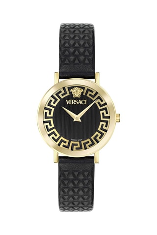 Reloj de cuarzo de piel bovina - Negro y dorado