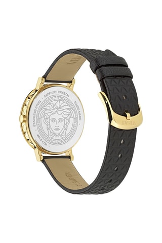 Reloj de cuarzo de piel bovina - Negro y dorado