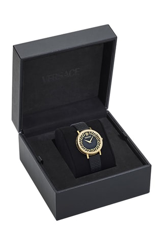 Reloj de cuarzo de piel bovina - Negro y dorado