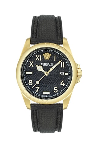 Reloj de cuarzo de piel bovina - Negro y dorado