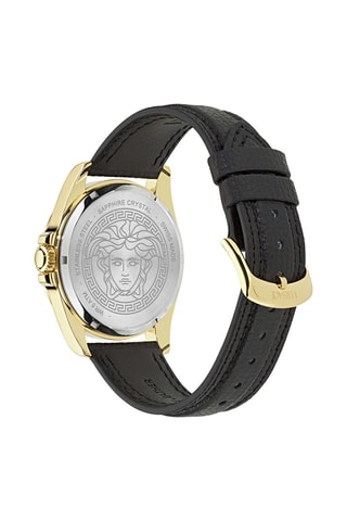 Reloj de cuarzo de piel bovina - Negro y dorado