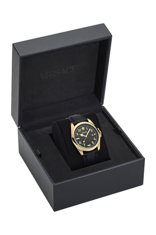 Reloj de cuarzo de piel bovina - Negro y dorado