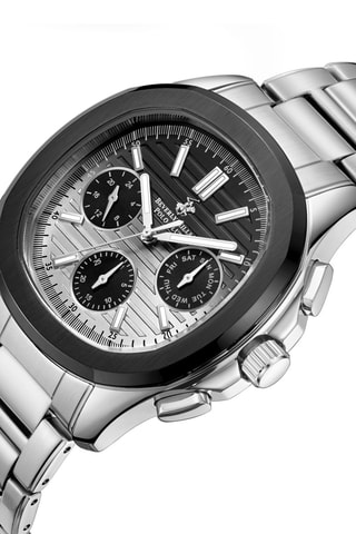 Reloj de metal - Cronógrafo - Plateado y negro